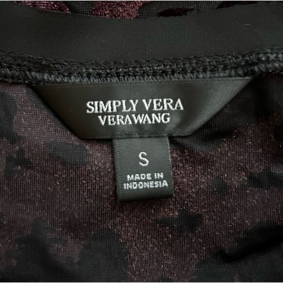 Simply Vera Wang Purple & Black Velvet Burnout Long Sleeve Scoop Neck Blouse - Picture 5 of 6